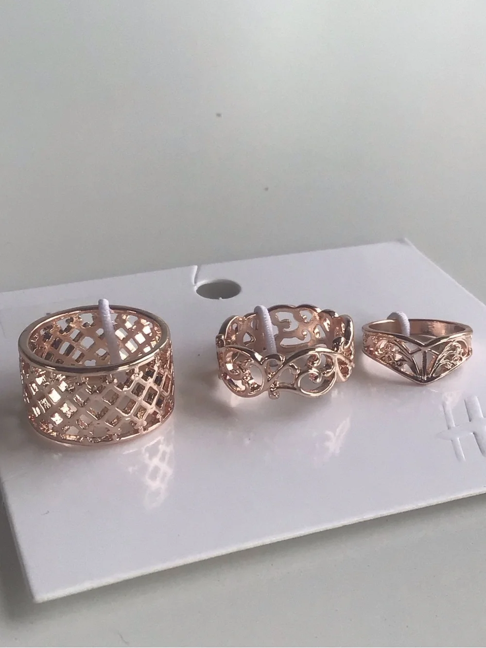 Rose gold tone rings 3 pack set